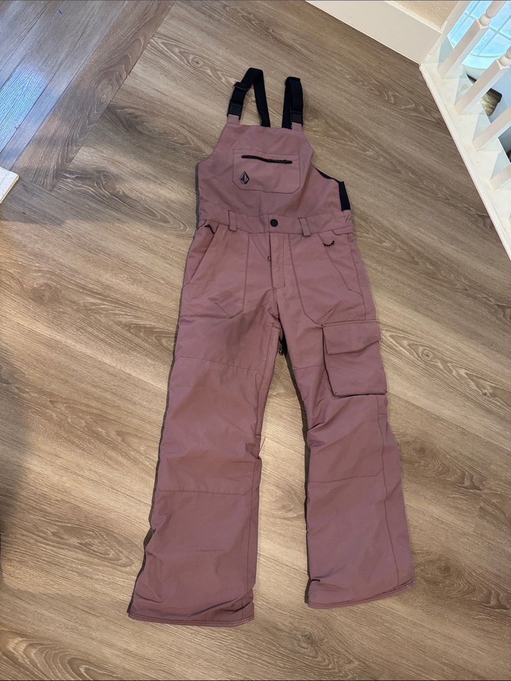 Girls Volcom Rosewood Mauve Snow Bib Overalls YOUTH BARKLEY INSULATED Large/12Y
